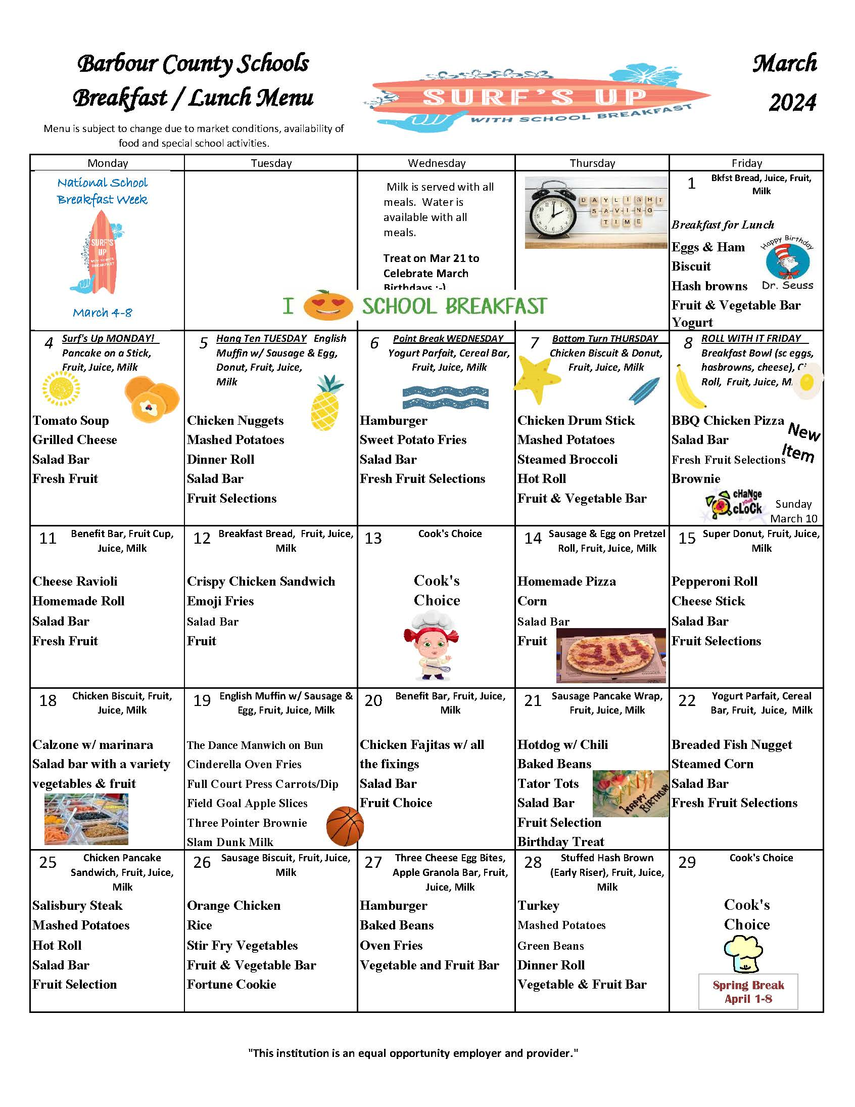 Barbour County Schools Child Nutrition Menu's